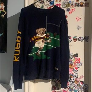 Polo bear playing rugby